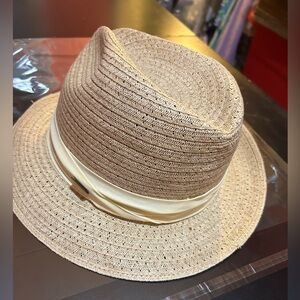 Vintage Adam Straw Fedora Hat Size 7 1/4 Natural Tan Panama Style